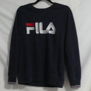 FILA | small | Dark Navy Sweatshirt | FILA print front | Striped Cuffs
